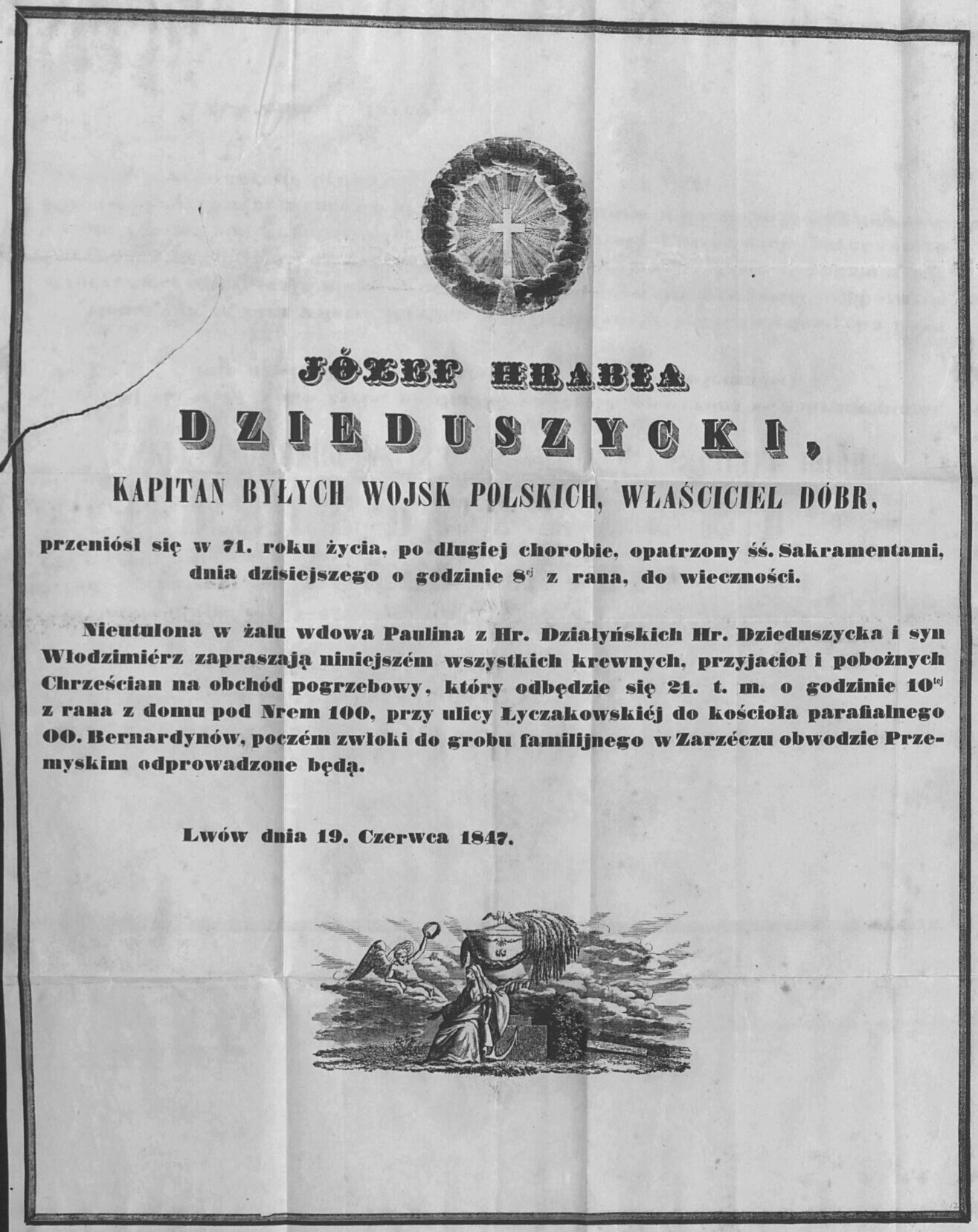 Nekrolog Józefa Dzieduszyckiego za: Lwowska Naukowa Biblioteka im. W. Stefanka NAN Ukrainy