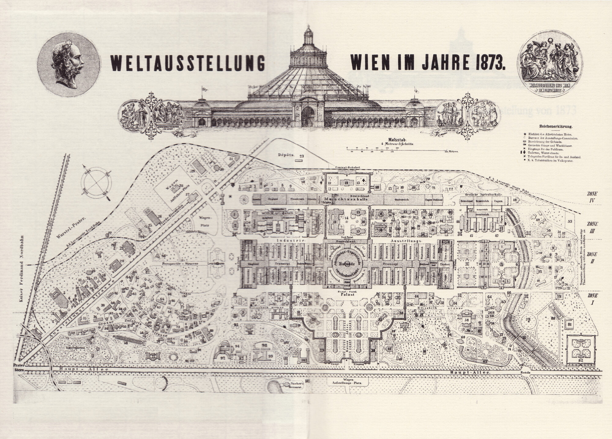 Plan wystawy światowej w Wiedniu w 1873 roku, za: Wikipedia
